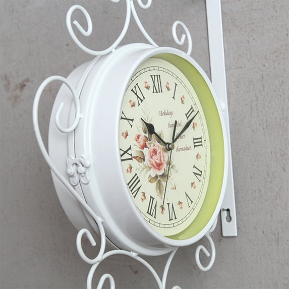 Masteelf  Wall Clock Traditional Brown Oversized Vintage Decor Home Work White