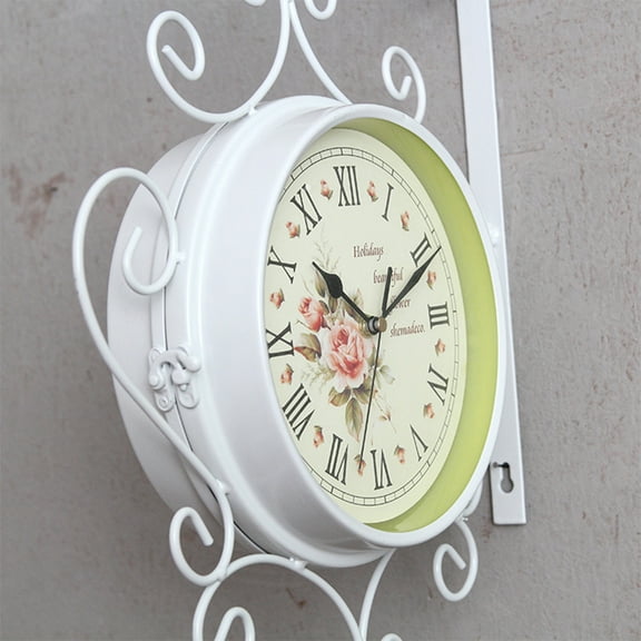 Masteelf  Wall Clock Traditional Brown Oversized Vintage Decor Home Work White