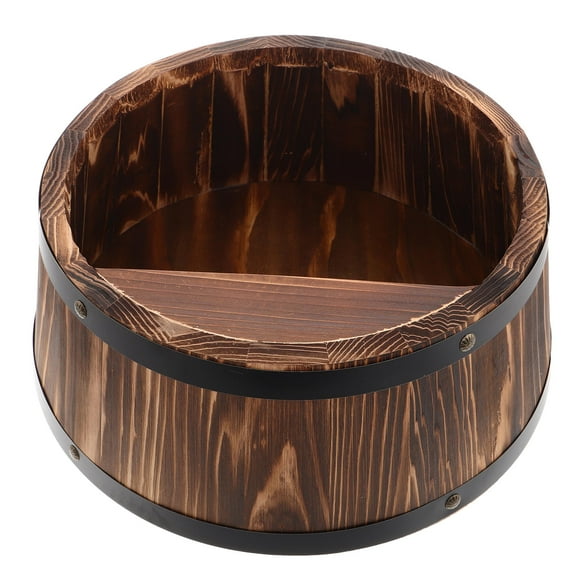 Masteelf Wall Mounted Whiskey Wine Barrel Display Rack Rustic Wine Barrel Shelf For Home Decor Wall Wine Rack For Liquor Bottle Display