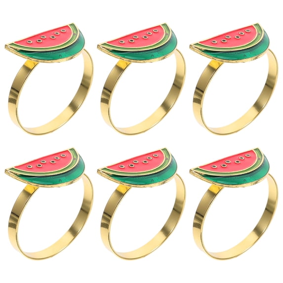 Masteelf Watermelon Napkin Rings for Decoration Reusable Zinc Alloy Multi Color 6 Pieces
