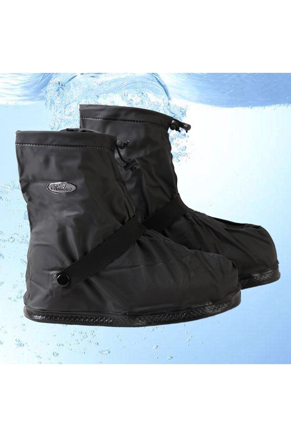 Shoe Covers with Zipper Closure, Non- , Wear-Resistant Rain and Mud , Black Size L