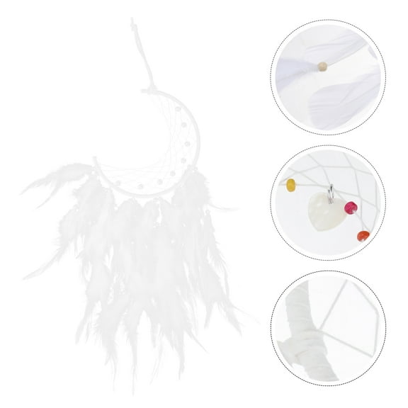 Masteelf  Wedding Dream Catcher Dreamcatcher Decor Hangings Moon Ornament Student White