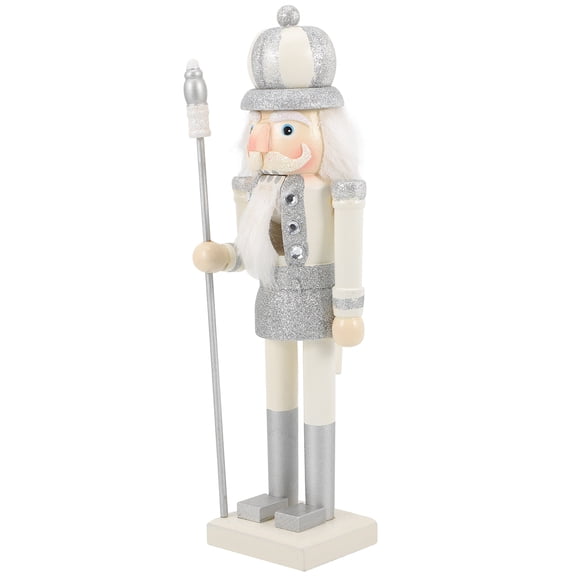 Masteelf Wooden Nutcracker Soldier Decor for Kids Use Sturdy and Crafted from Wood Silver 6.5 inches