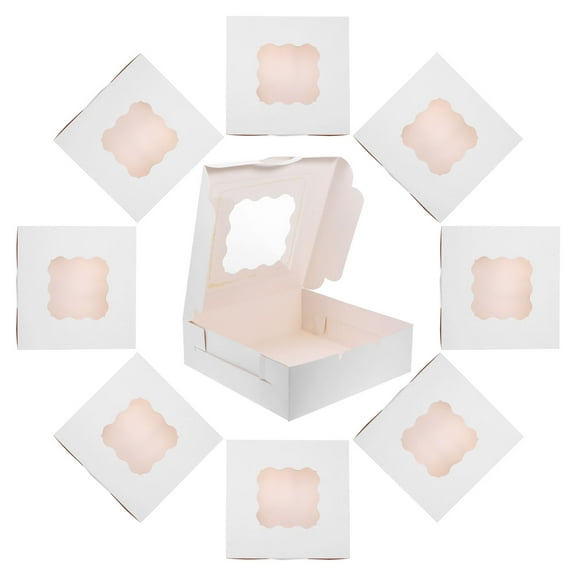 Masteelf White Cake Boxes with Window for Storage Use Made of Thick Kraft Paper 20 Pieces