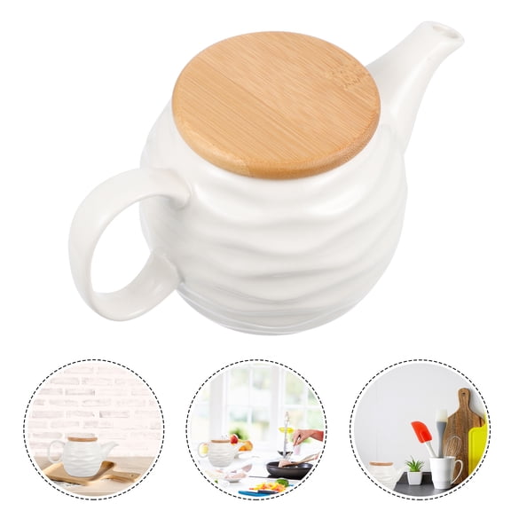Masteelf White Ceramic Oil Dispenser with Ergonomic Handle for Kitchen Use, Ideal for Sauce, Vinegar, Salad Dressing, and Spices - 1 Piece
