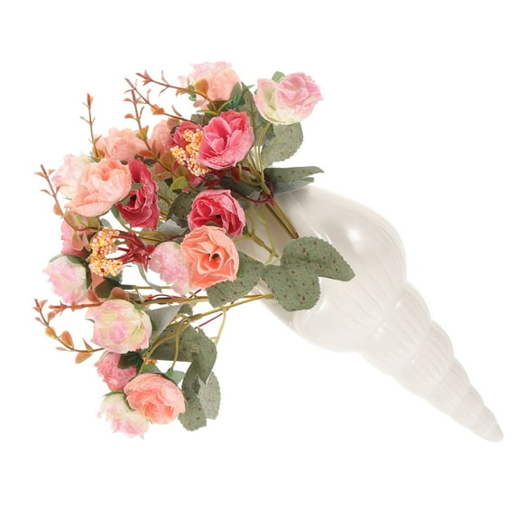 Masteelf White Ceramic Wall Vase for Decor Minimalist Conch Shaped Flower Arrangement Container Suitable for