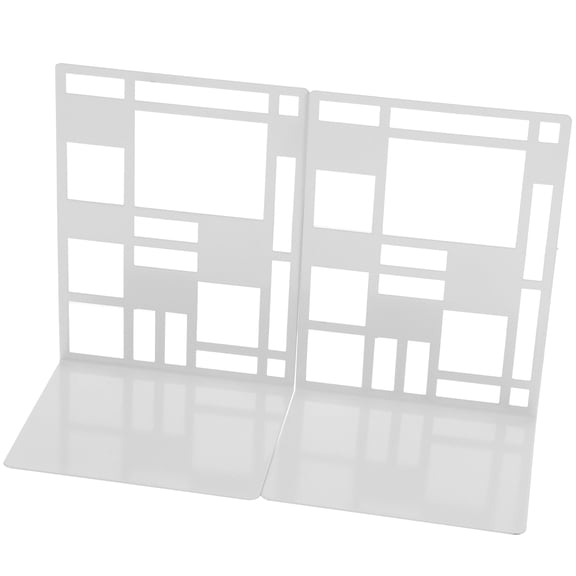 Masteelf White Iron Book Ends for Office Shelves Sturdy and with Smooth Surface 2 Pieces