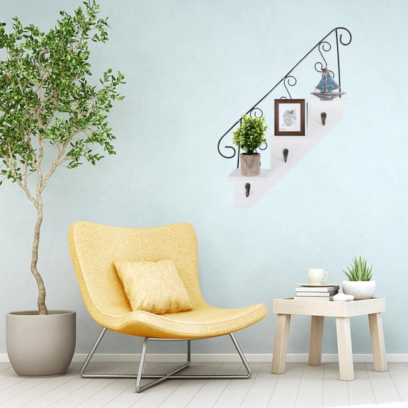 Masteelf White Iron Wall Flowerpot Rack for Home Decoration with Storage Function and Retro Style 1pc