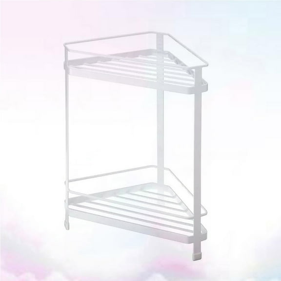 Masteelf White Iron Wall Mount Shelf for Home Use Double Layer Storage Rack in Kitchen Bathroom 2 Layers