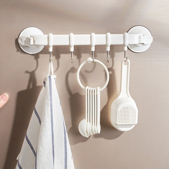 Masteelf White Kitchen Tool Wall Hook for Hanging Kitchenware Cups and Utensils Easy Installation Stainless Steel and Plastic 11.8 inches