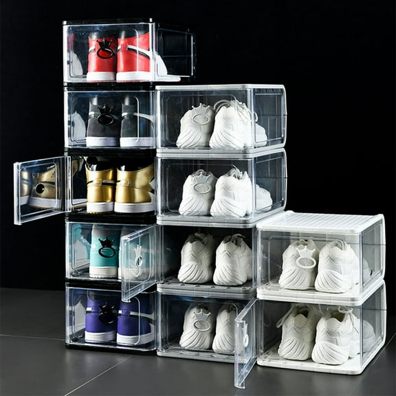 HEATSHAKING Shoes Storage Boxes White 4Pcs 13x10.4x6.9in