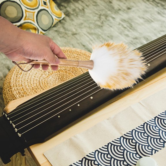 Masteelf White Plush Duster Brush for Musical Instruments Cleaning Durably Designed Small Size Perfect Gift