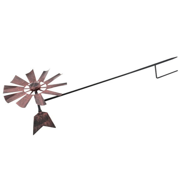 SWETRACE Outdoor Garden Iron Art Windmill in Coffee Color with Rotatory Decorative Features