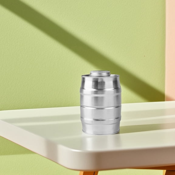 Masteelf Wine Barrel Shaped Tinplate coffee Canister Airtight Seal for Home Silver 7.87 x 5.12 x 9.45 inches