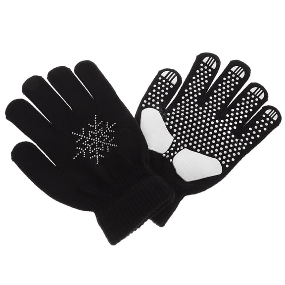HEATSHAKING Skiing Accessories Windproof Ski Gloves Black Knit Rubber Metal 1 Pair