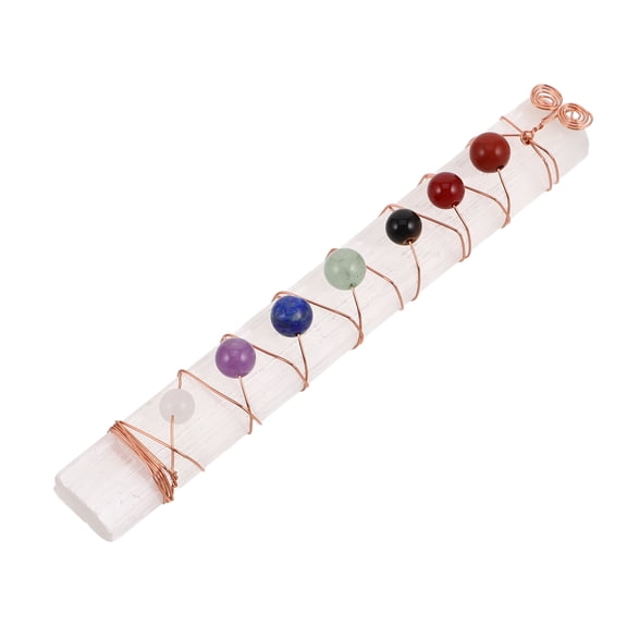 Masteelf Wire Wrapped Selenite Stick with Crystal Stone Copper Wire Wrapping Crystal Ornament Exquisite Crystal Craft for Home and Bedroom