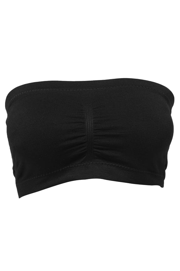 OFFIGAM Women Strapless Bras Black Chinlon Bandeau Top With Removable Pads 1Pack For Dinner