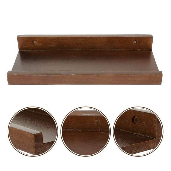 Masteelf Wood Floating Shelf with Lip for Storage Brown Wallmounted Rack Fits Any Room 15.75x6.3x4.7 Inches