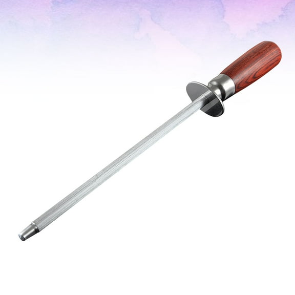 Masteelf Wood Handle Kitchen Sharpener with for Home Use Made of Carbon Steel Silver