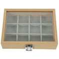 Masteelf Wood Multi Grid Jewelry Box with Clear Lid Compartment Jewelry