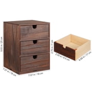 Masteelf Wood Stacking Storage Box with Drawer Decorative Desk Storage Box for Office Supplies Brown