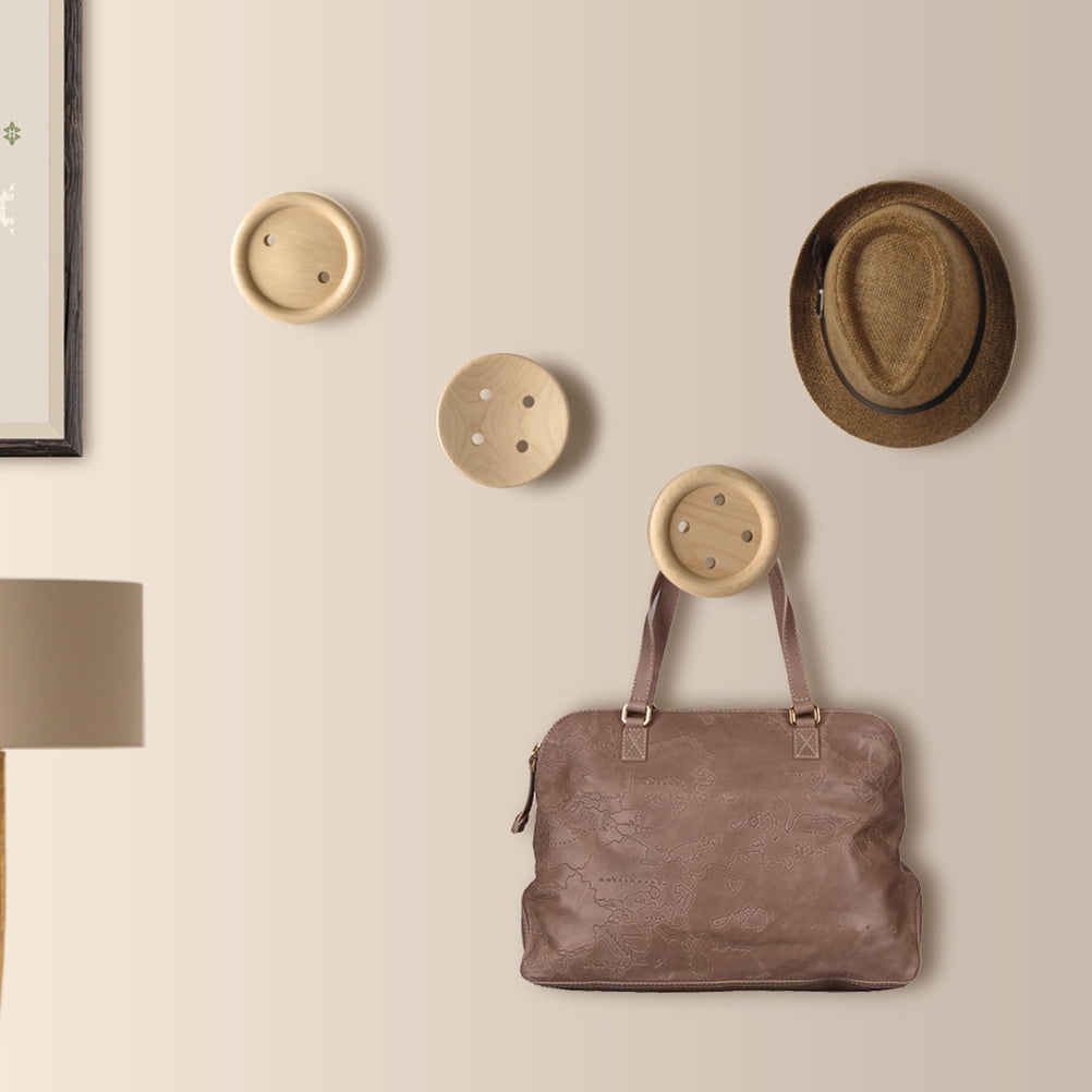 Masteelf Wooden Coat Hook for Home Beige Wall Mounted with Hidden Screw ...