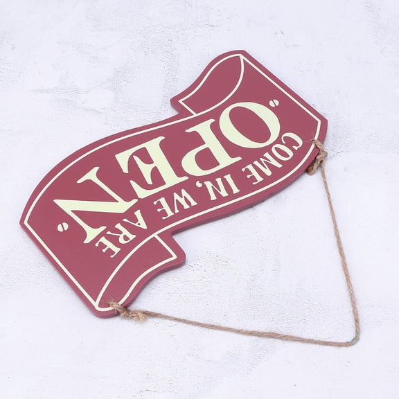 Masteelf Wooden Door Sign for Decoration Dark Red Come in We're Open and Closed Vintage Design 13 x 6.5 Inches