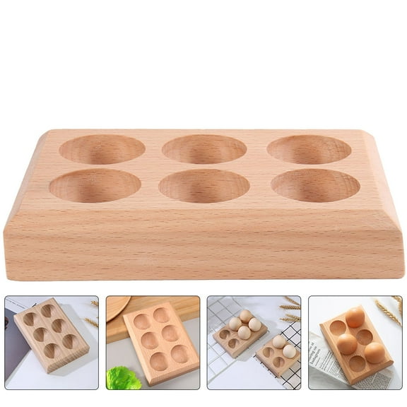 Masteelf Wooden Egg Stand Made of Wood for Home Beige Color Long Service Life 6 Eggs Storage