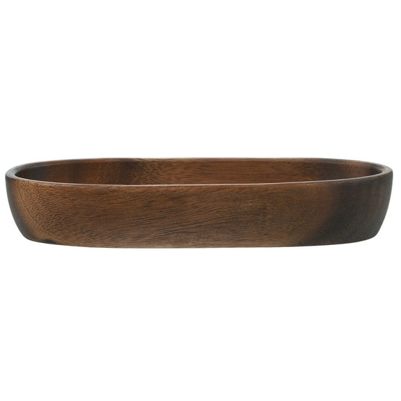 Masteelf Wooden Fruit Bowl with Boat Shaped Design for Home Use Dark Brown Color Handmade Wood Tray 10.2 Inches
