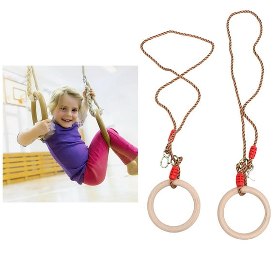 KALLORY Workout Rings with PP Rope Multi Bamboo for Full Body Exercises and Smooth Grip
