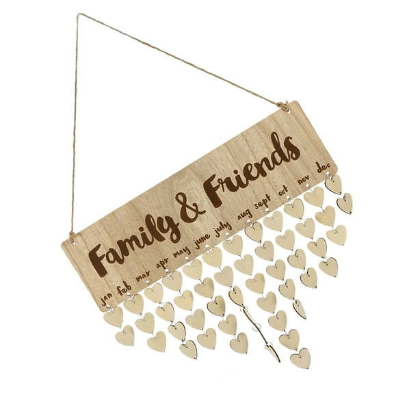 Masteelf Wooden Hanging Calendar for Wall Decor Light Brown Reusable Family Birthday Reminder