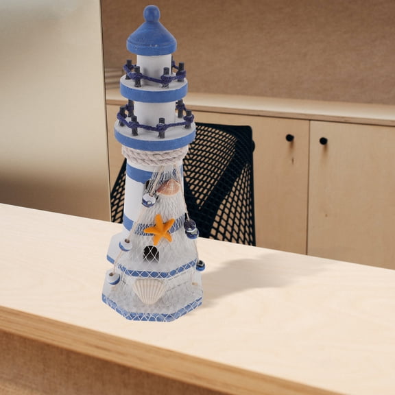 Masteelf Wooden Lighthouse Decor Nautical Lighthouse Craft Mediterranean Style Lighthouse Decoration