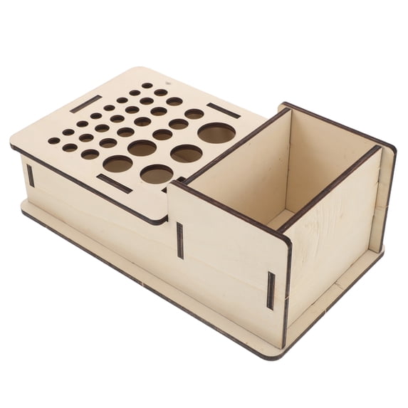 Masteelf Wooden PU Tool Holder Wood PU Hand Craft Tool Organizer Wooden Craft Tool Box Tool Storage Holder for Working Making Punch Tools Organization