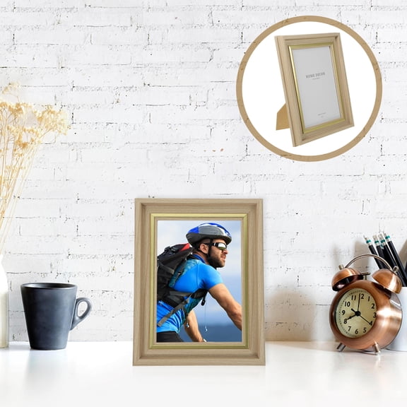 Masteelf Wooden Photo Frame for Display Khaki Color Safe Material Stands Stably on Desk 4x6 Inches