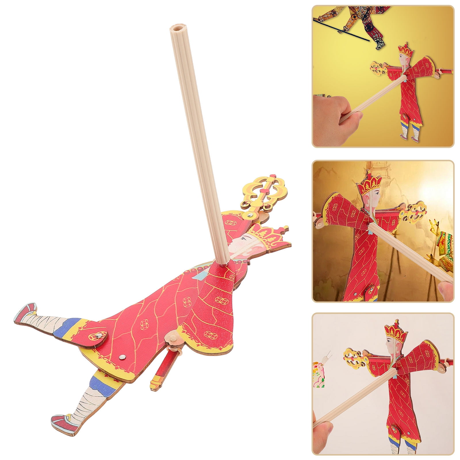 Beaupretty Traditional Chinese Shadow Puppet Kit - Handmade Wooden DIY Figurine For Educational Play