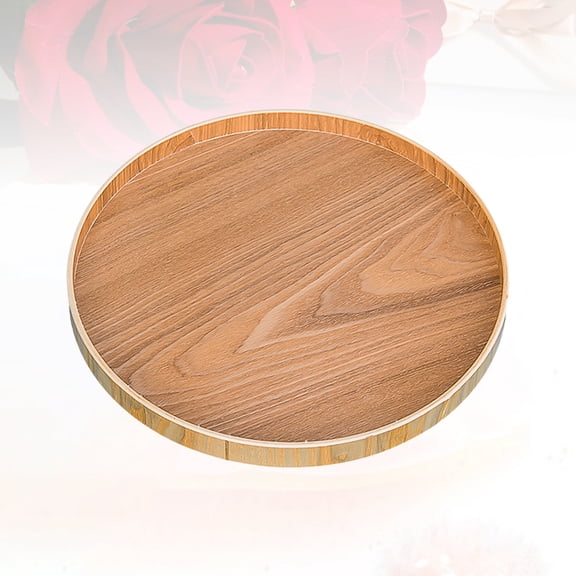 Masteelf Creative Wooden Round Tray for Home Use, Light Brown Composite Material, 27CM Diameter