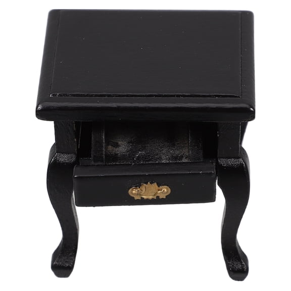 Masteelf Wooden Side Tables Dollhouse Mini Wood Bedside Table 1:12 Scale Wood Table Drawer for Bedroom Living Room Accessories