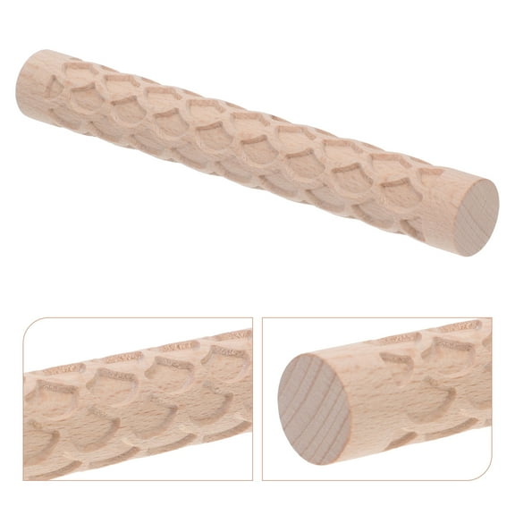 Masteelf Wooden Slab Roller for Clay Embossing Engraved Rolling Pin Khaki