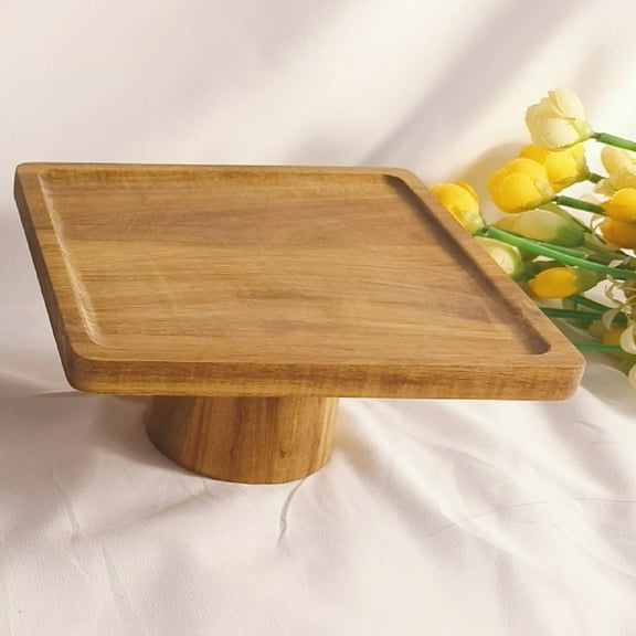 Masteelf Wooden Snack Plate with Elevated Design for Display Use Khaki Large Capacity Serving Platter 12.5 x