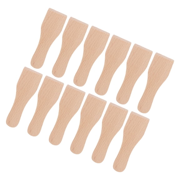 Masteelf Wooden Spatula with Comfortable Grip and Non Scratch Surface for Home Use Lightweight Sturdy Wood Handle 12 Pieces