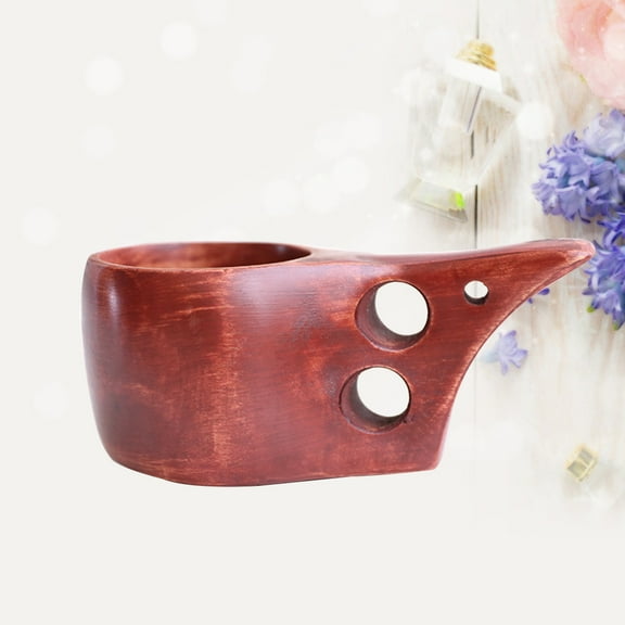 Masteelf Wooden Sugar Holder with Brown Finish for Daily Use Cube Sugar Jar with Wooden Handle 4.5 inch