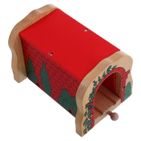 Masteelf Wooden Train Tunnel Toy, Model Train Track Accessories for Kids, Simulation Train Cave Tunnel Playset