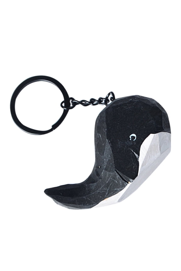 Black Wooden Whale Keychain with 3D Carved Whale Pendant, Unique Decorative Accessory for Keys and Bags