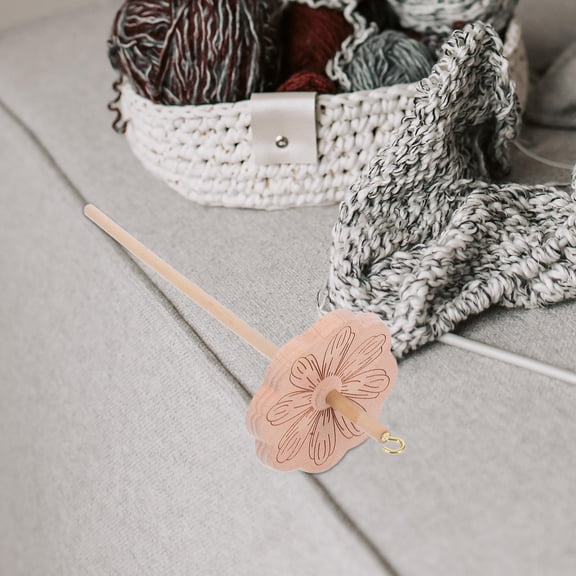 Masteelf Wooden Yarn Spinning Wheel with Hardwood Material for Home Use Khaki Color