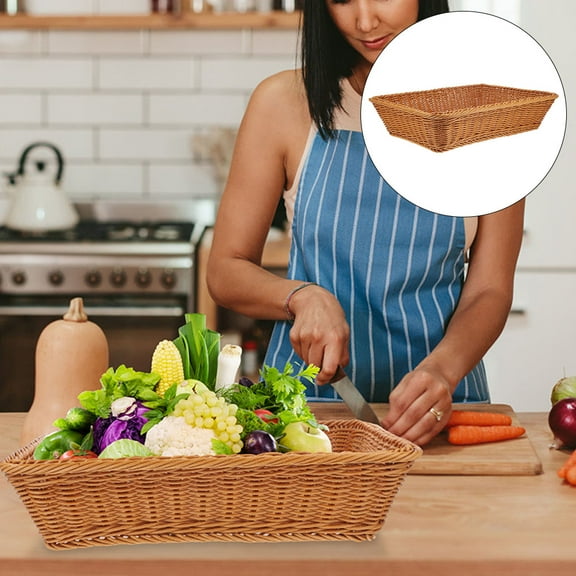 Masteelf Woven Storage Basket for Home Organization Brown PP Material Simple and Practical 12.5x7 Inches