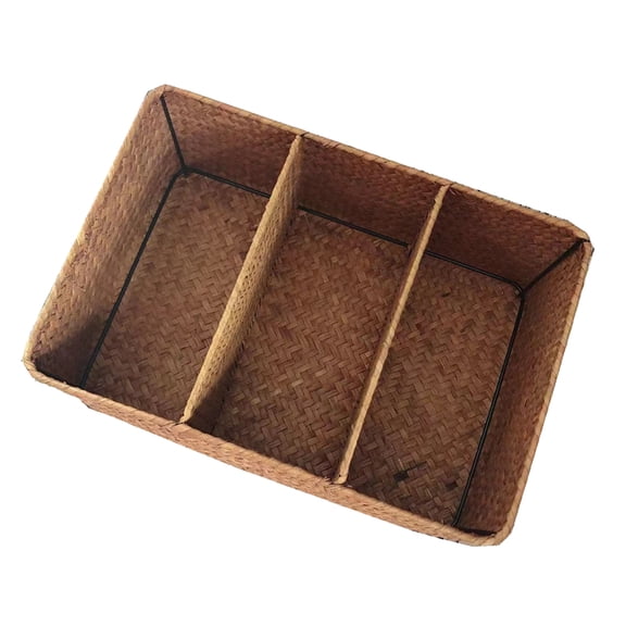IDEANATEGRATE Small Tabletop Organizer Basket Woven Basket Seaweed 1Set