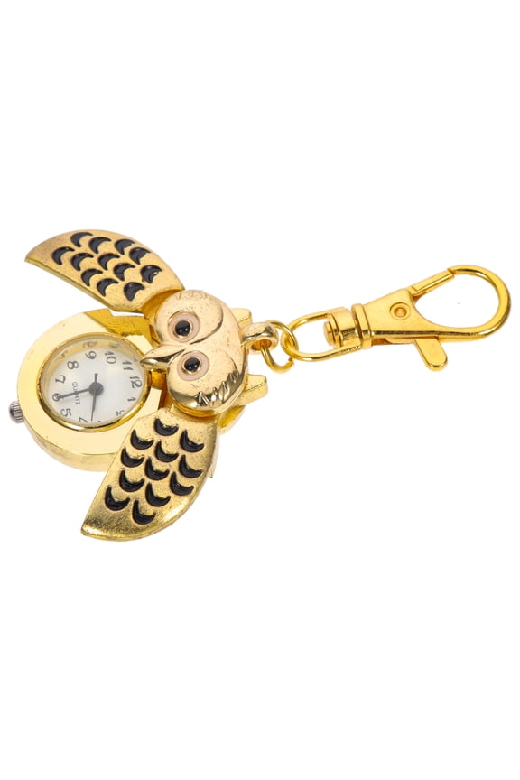 Owl Design Lightweight Pocket Watch Keychain for Kids, Compact 8x2.5 cm, Stylish Golden Wristwatch