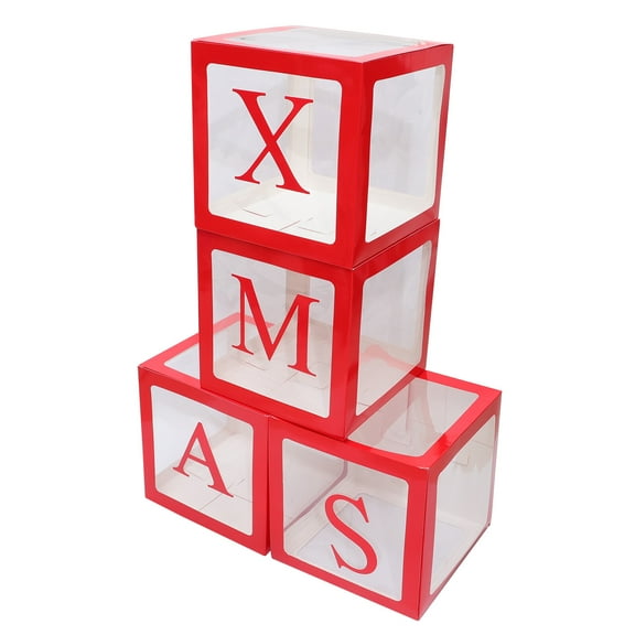 Masteelf Xmas Party Backdrop Balloon Boxes for Christmas Baby Bride Red