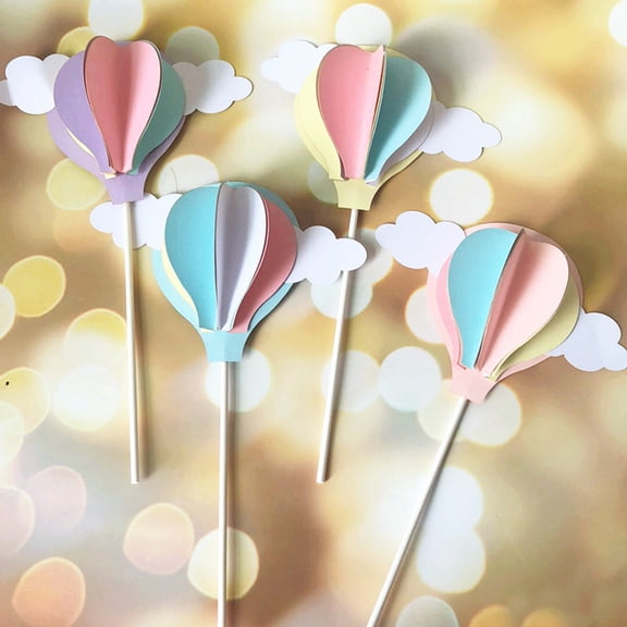 Masteelf Yellow 3D Paper Balloon Cake Card for Party Decorations Wedding Baby Shower Birthday Celebrations 2 Pieces
