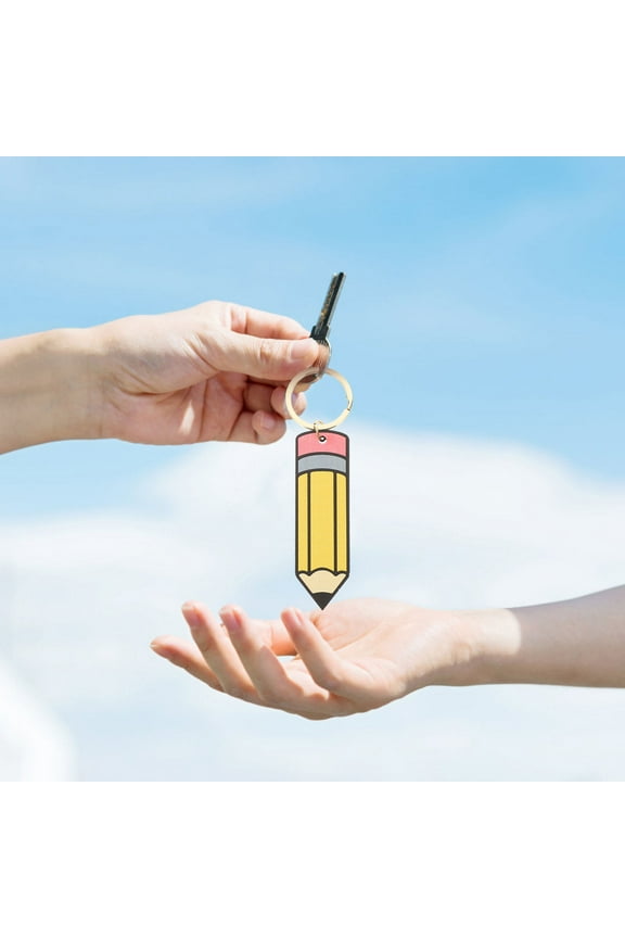 Yellow Wood Pencil Keychain for Decoration Perfect for Crafts and Gifts Easy to Attach to Bags